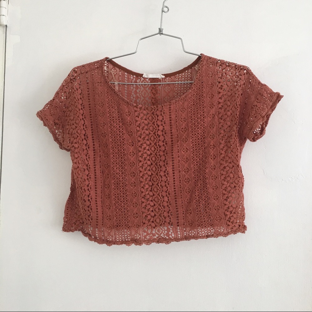 Rusted Orange Crochet Crop Top