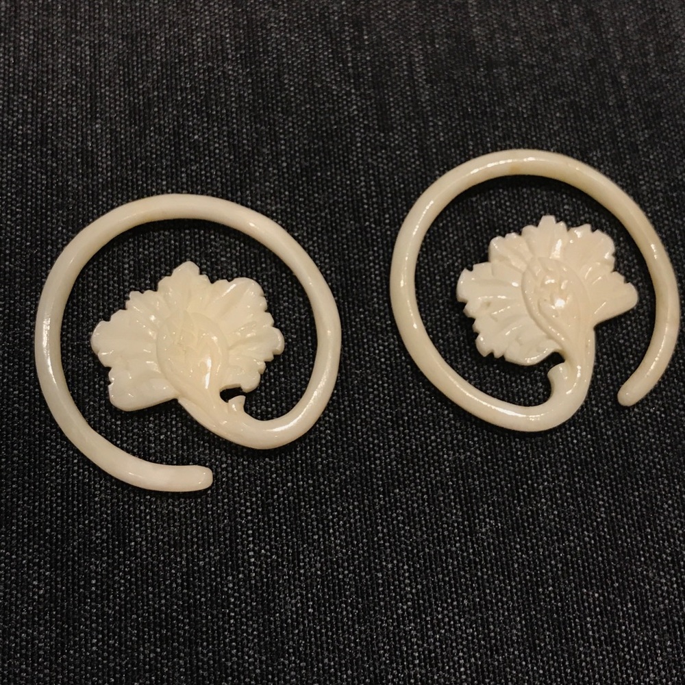 Bone Lotus 8 Gauge Earrings