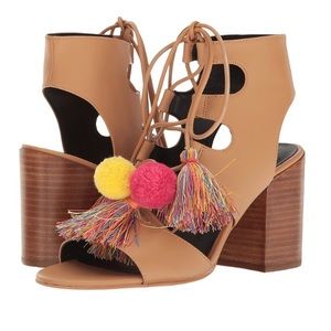 Rebecca Minkoff Calissa Pompom Leather Sandal NIB!