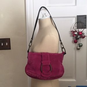 Fuchsia Micro Suede Handbag Shoulder Bag