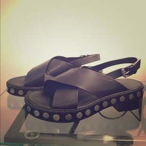 All Saints Embellished Stud Leather Sandals