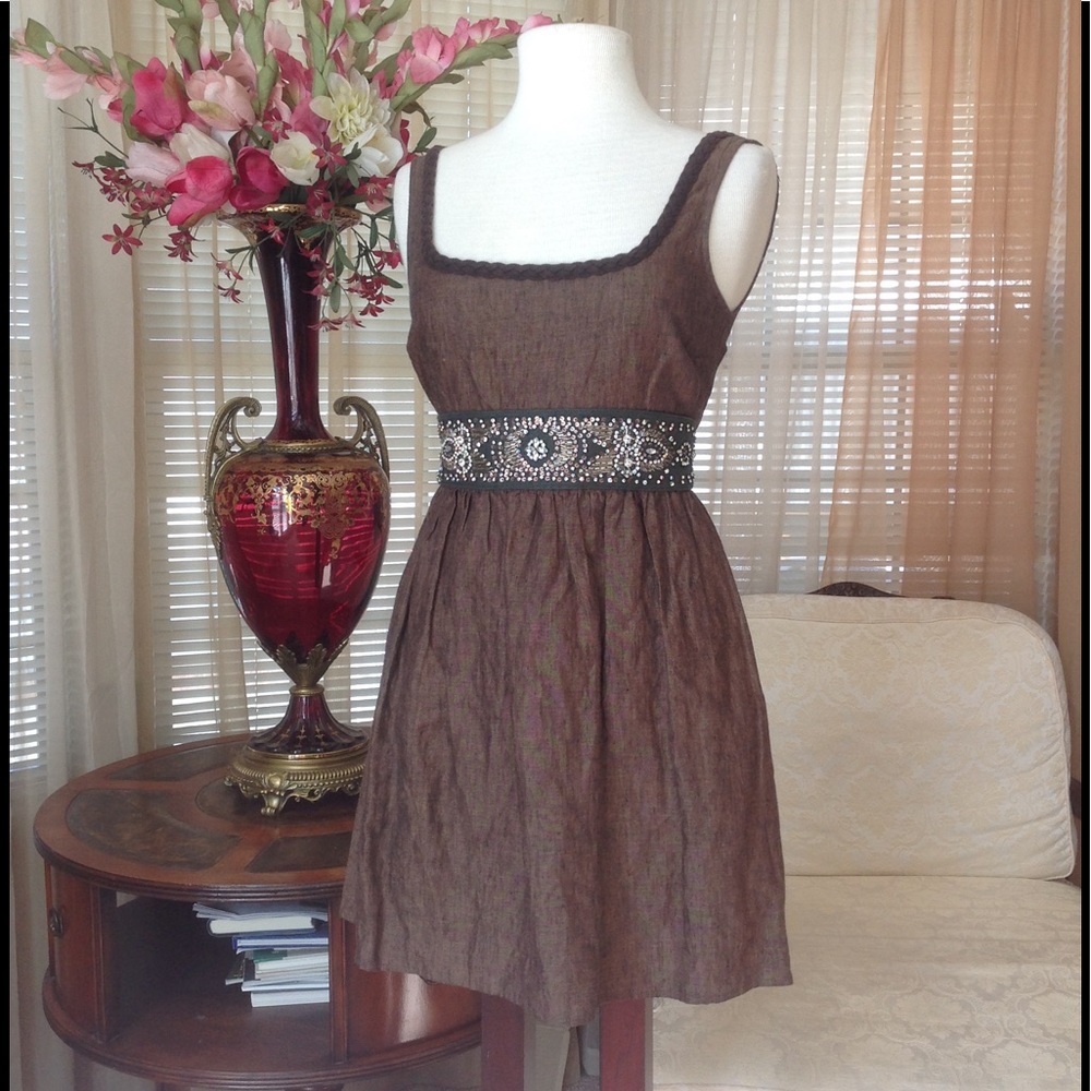 Alice & Olivia brown jeweled dress