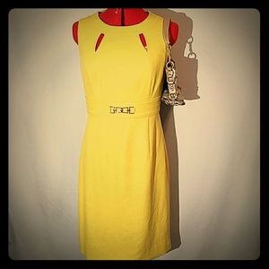 Yellow Tahari sheath size 8