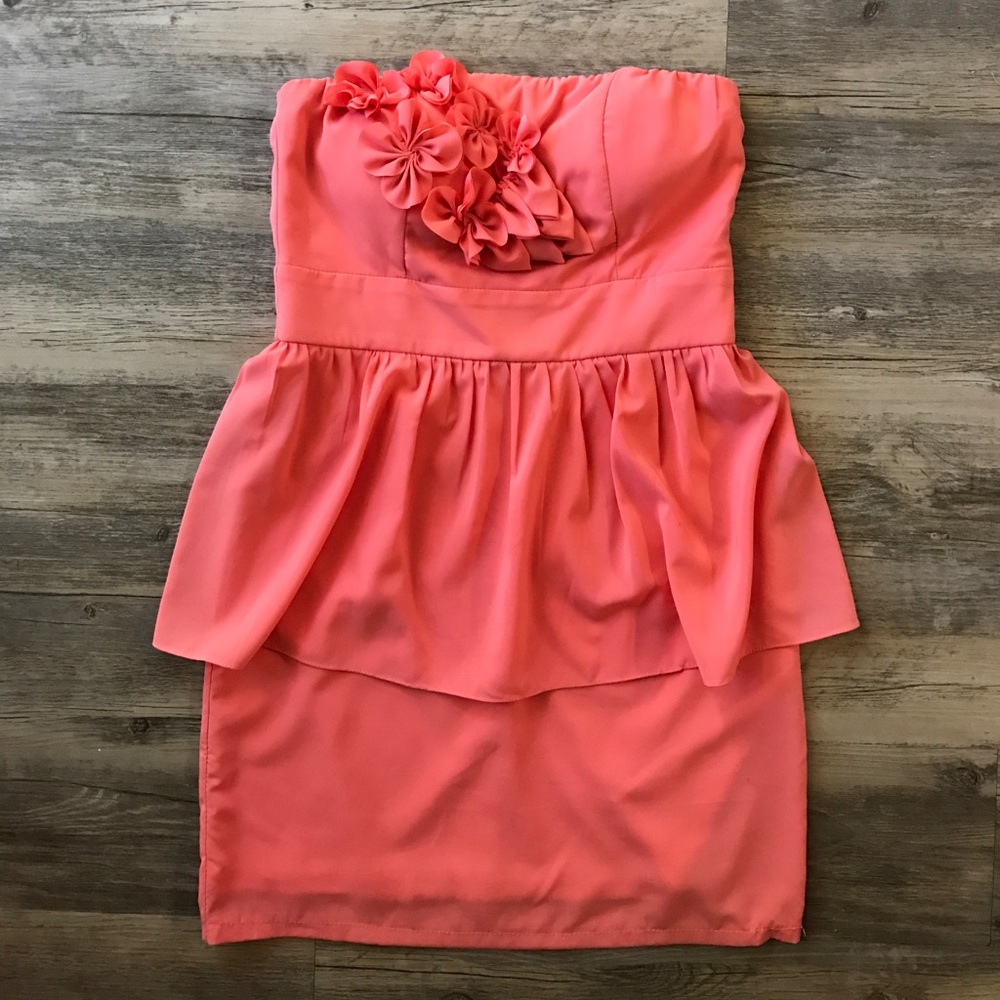 Coral Strapless Dress