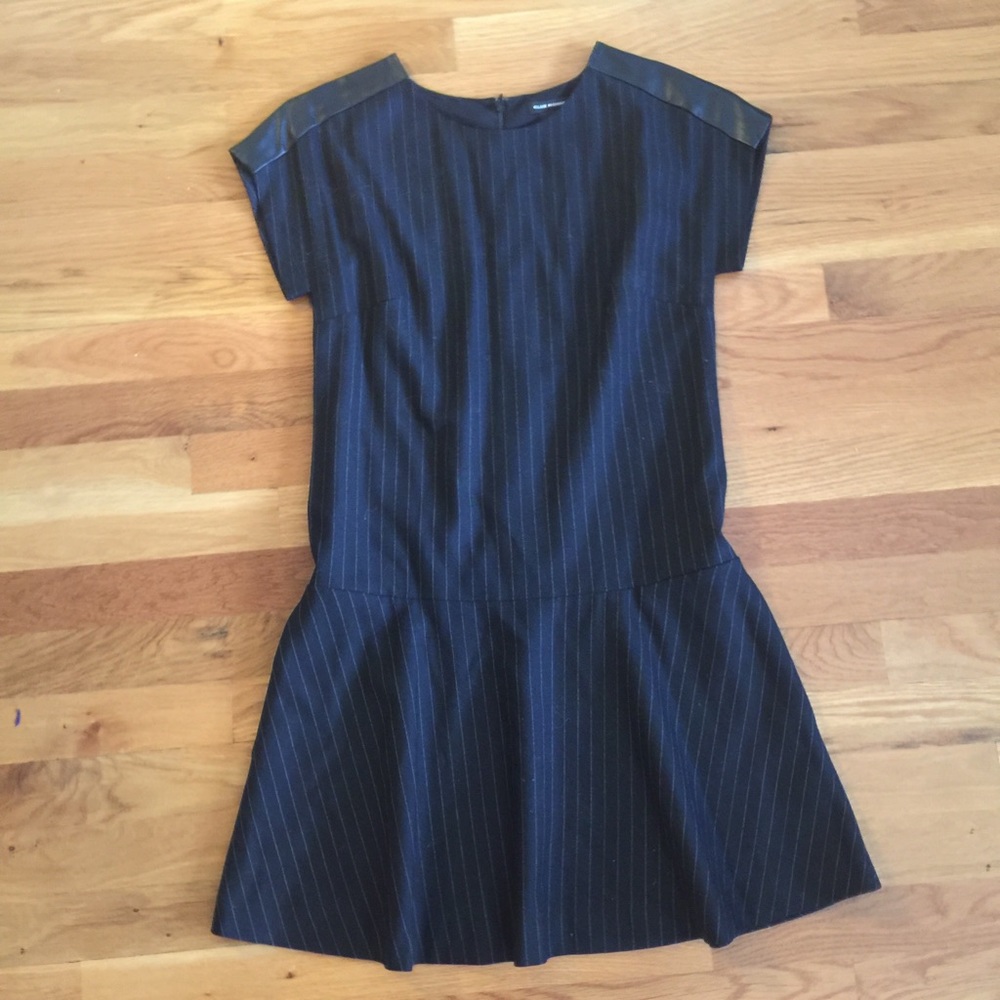 Club Monaco Drop Waist Dress with Leather Detail