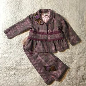 Wool Pink Plaid Pantsuit