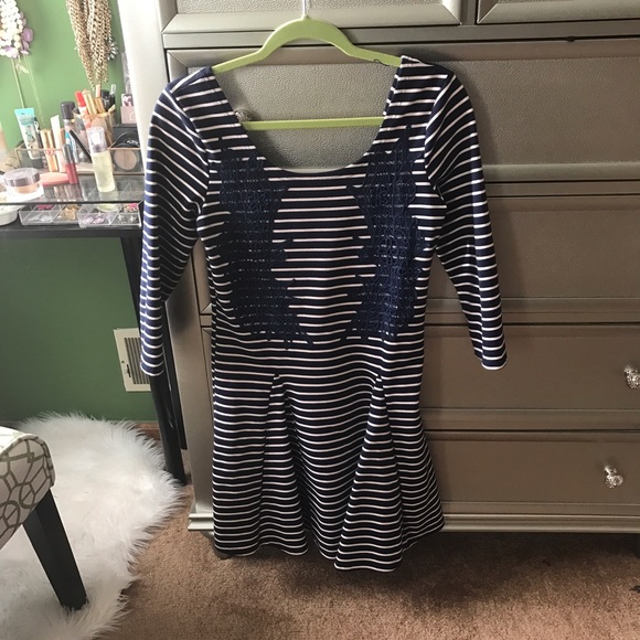 Free People Dresses - Free People Navy Striped Skater Dress Free People Dresses - Free People Navy Striped Skater Dress