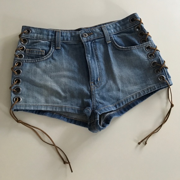 NWT Carmar LF Annie Denim Shorts Lace Up Side 27 - Picture 3 of 4