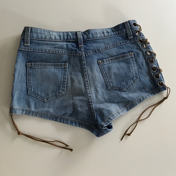 NWT Carmar LF Annie Denim Shorts Lace Up Side 27 - Picture 4 of 4