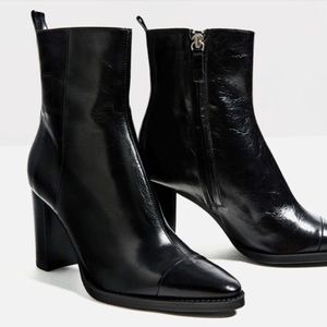 Black heeled Zara ankle boots