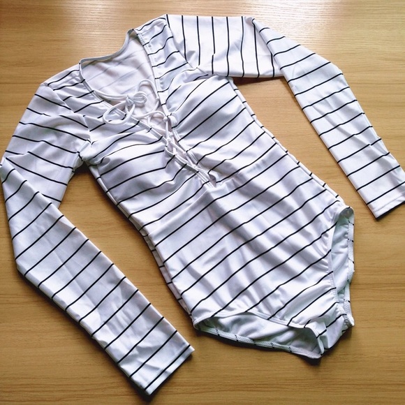 Stripe Long Sleeve Monokini - Picture 3 of 5