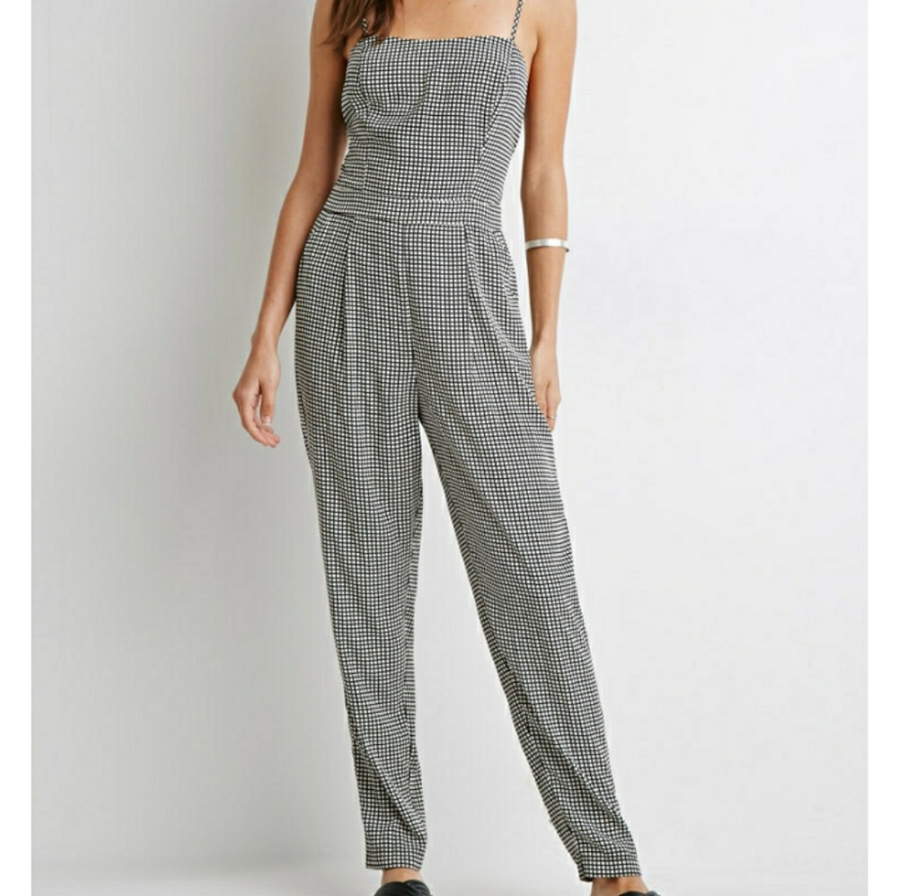 Forever 21 "gingham" grid print jumpsuit