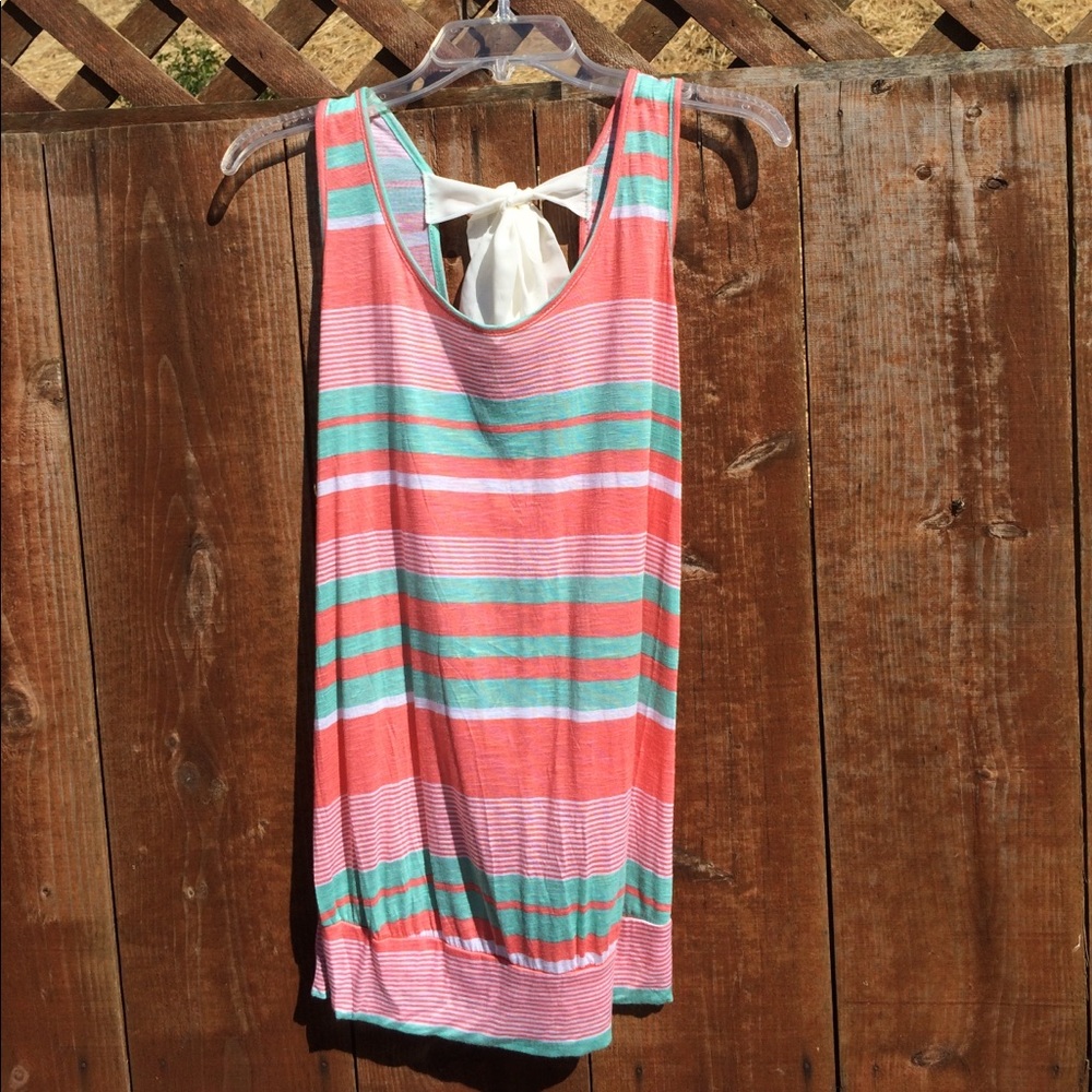 Striped Tank with Oversized Bow