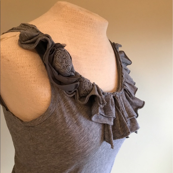 J. Crew Tops - Gray J. Crew Ruffled Tank S/XS