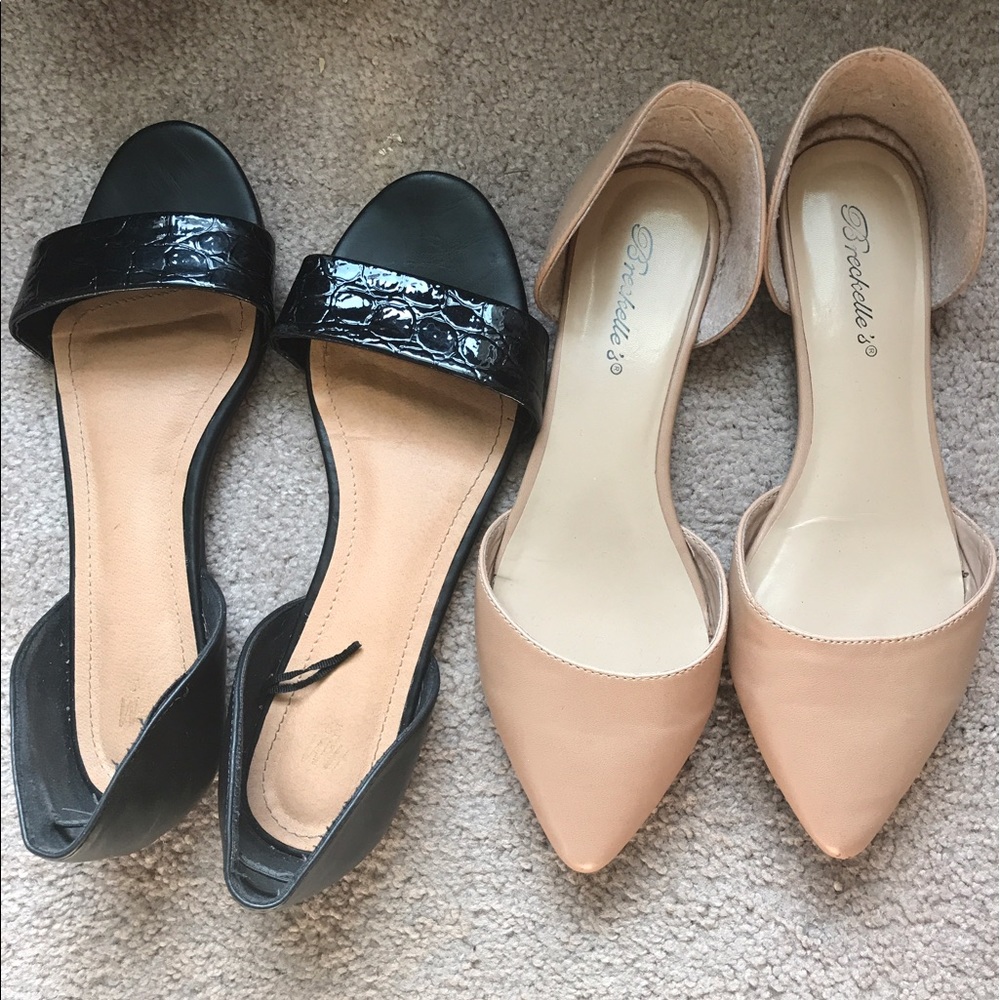 Nude and Black flats