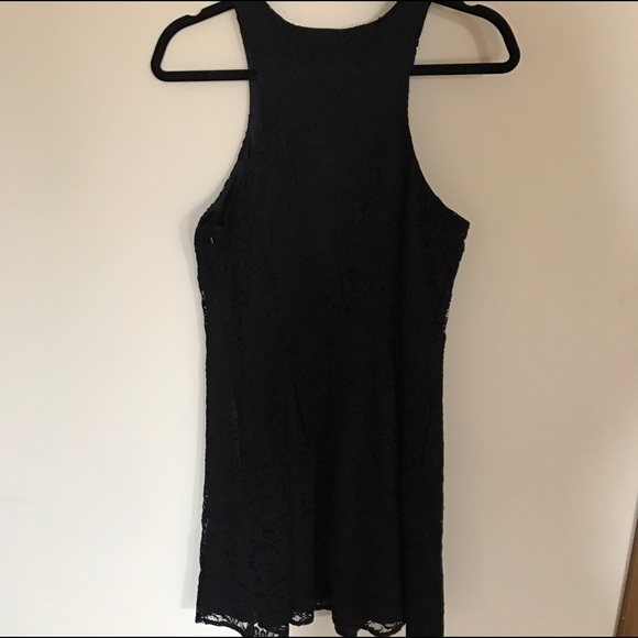 Express Black Lace Zip Front Fit and Flare Dress - Picture 3 of 8