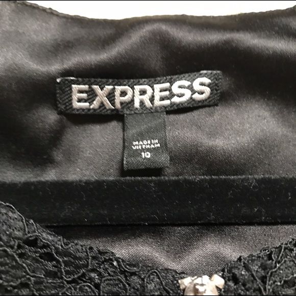 Express Black Lace Zip Front Fit and Flare Dress - Picture 6 of 8