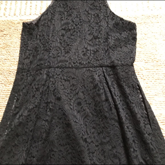 Express Black Lace Zip Front Fit and Flare Dress - Picture 7 of 8