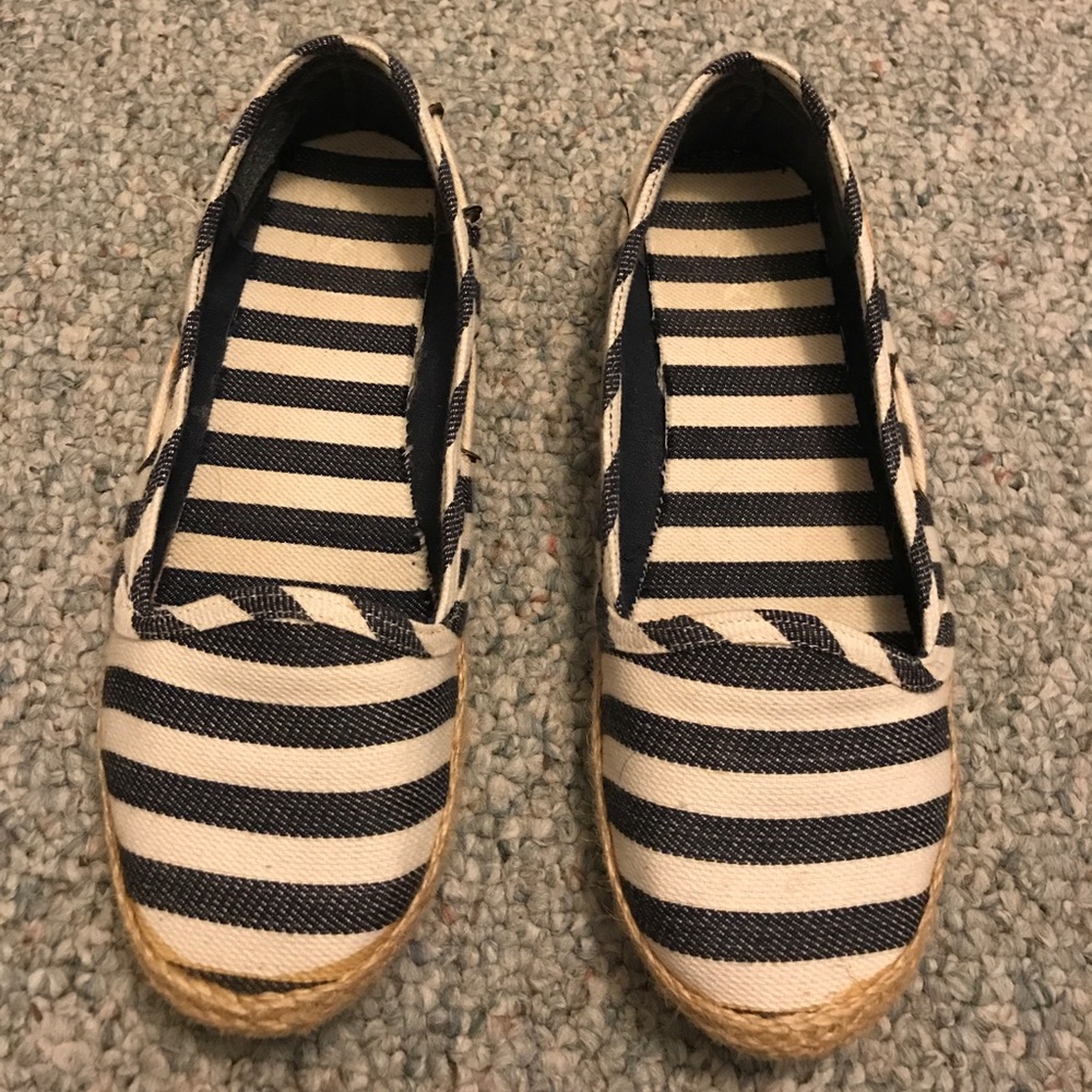 Nautical blue and white striped flats