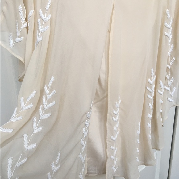 Free People Cream blouse with white beads NWOT - Picture 6 of 7
