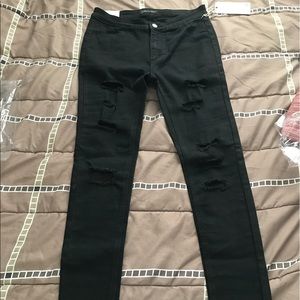 High-Waisted Skinny Distressed Pants
