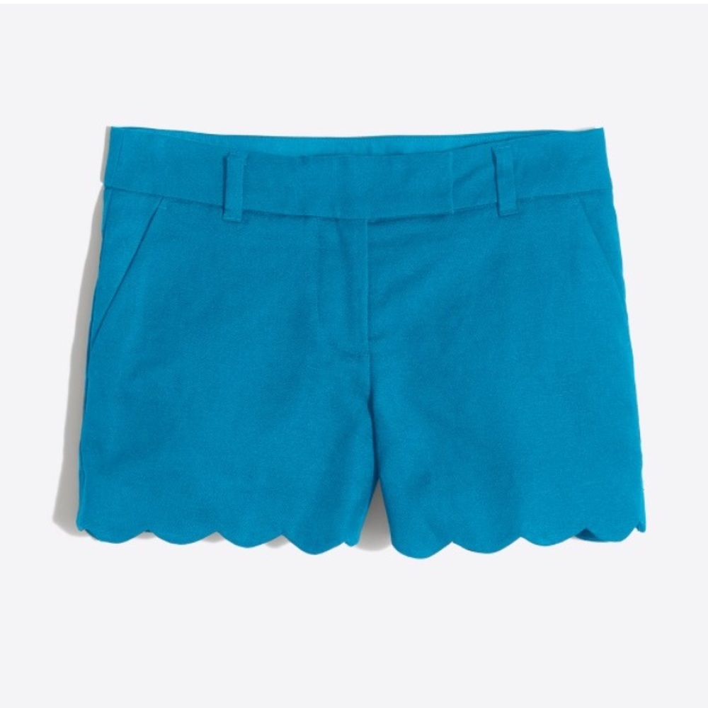 J. Crew 4" Scallop Hem Shorts - Barcelona Blue