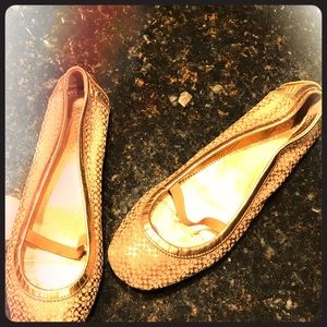 Gold coach ballet flats