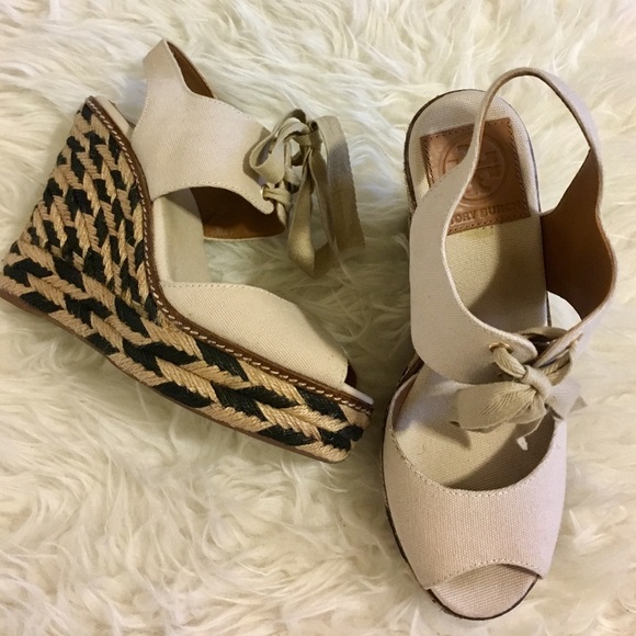 Tory Burch Shoes - Tory Burch wedge espadrilles Peep toe sandal size7