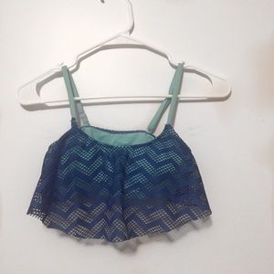 Dark blue ruffle bikini top