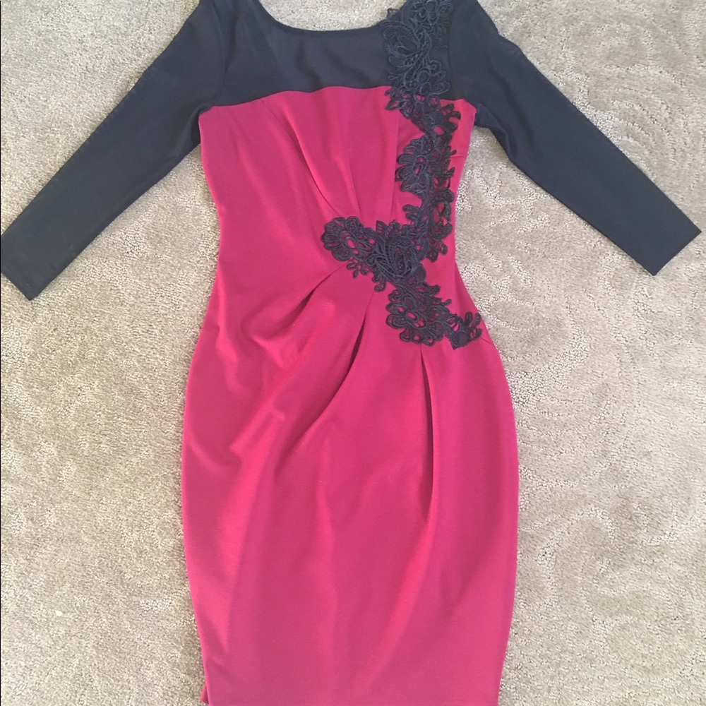 Maroon/Black mesh dress