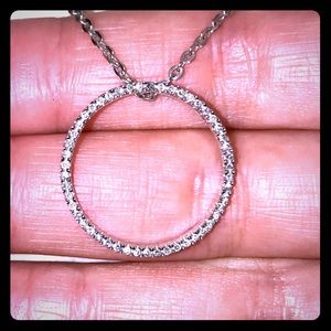 Diamond circle pendant in 14k white gold