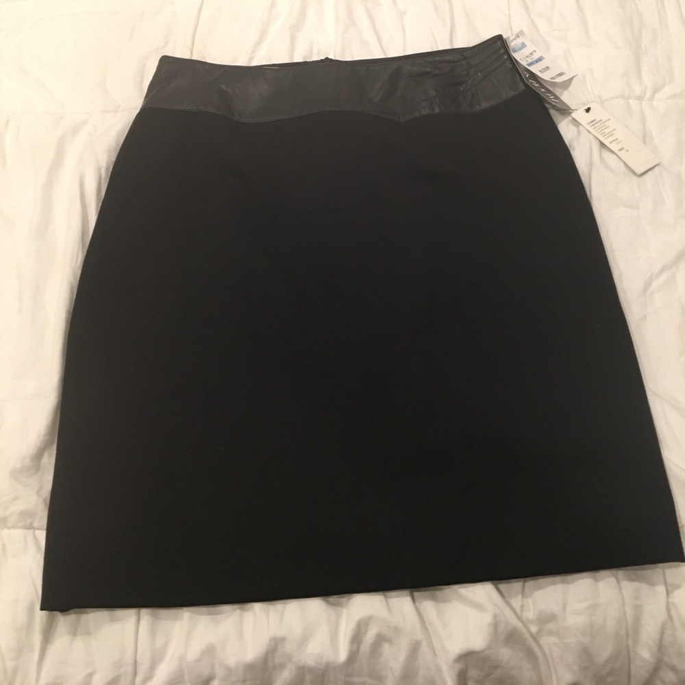 Size 16 pencil black skirt w/ leather waist band