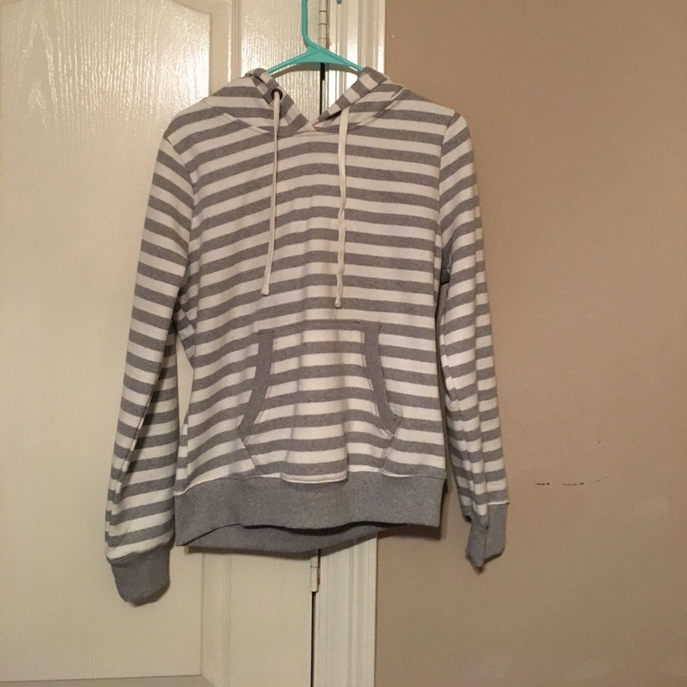 Grey and white stripped hoodie