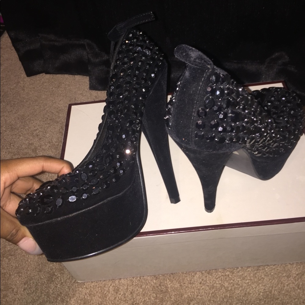 Black Super Bling High Heel Platforms!