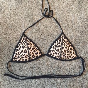 Leopard bikini top with black detailing