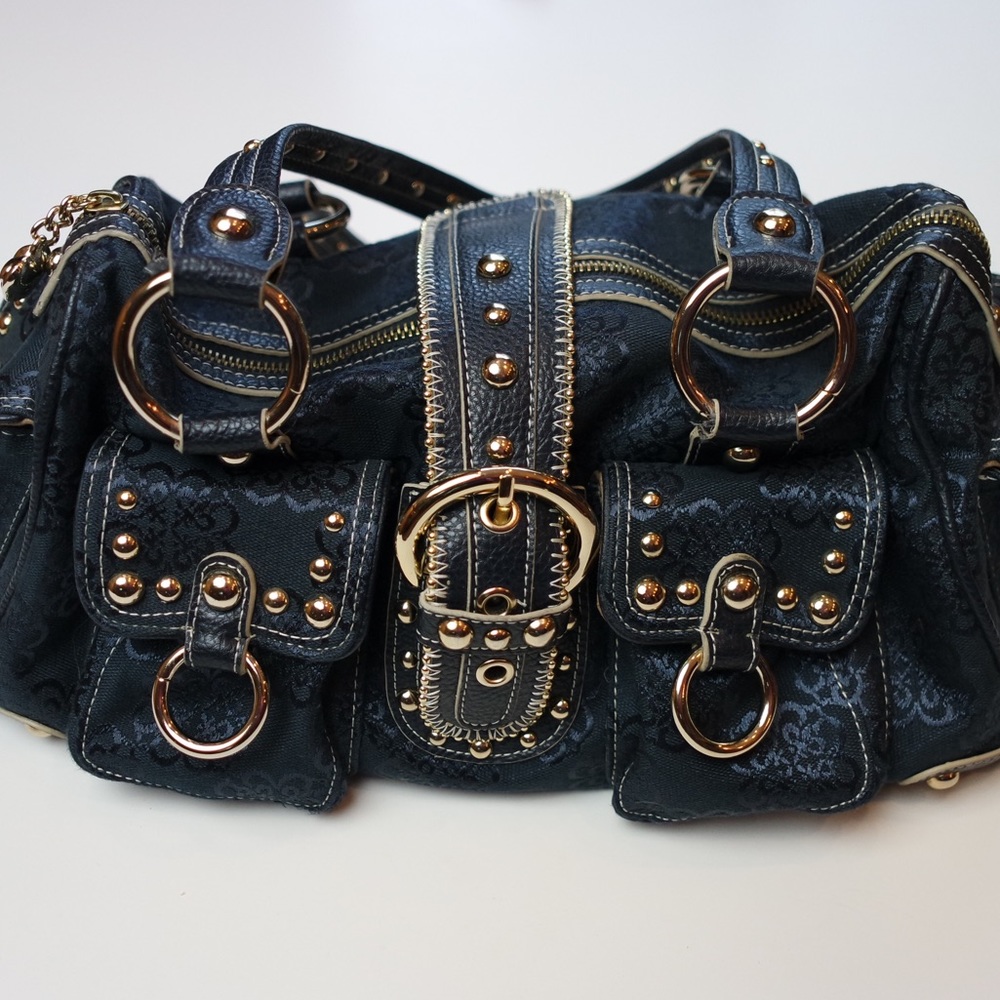 Kathy Van Zeeland Studded Navy Handbag