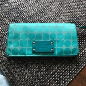 kate spade fabric wallet with leather trim