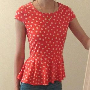 Red Polka Dot Peplum Top