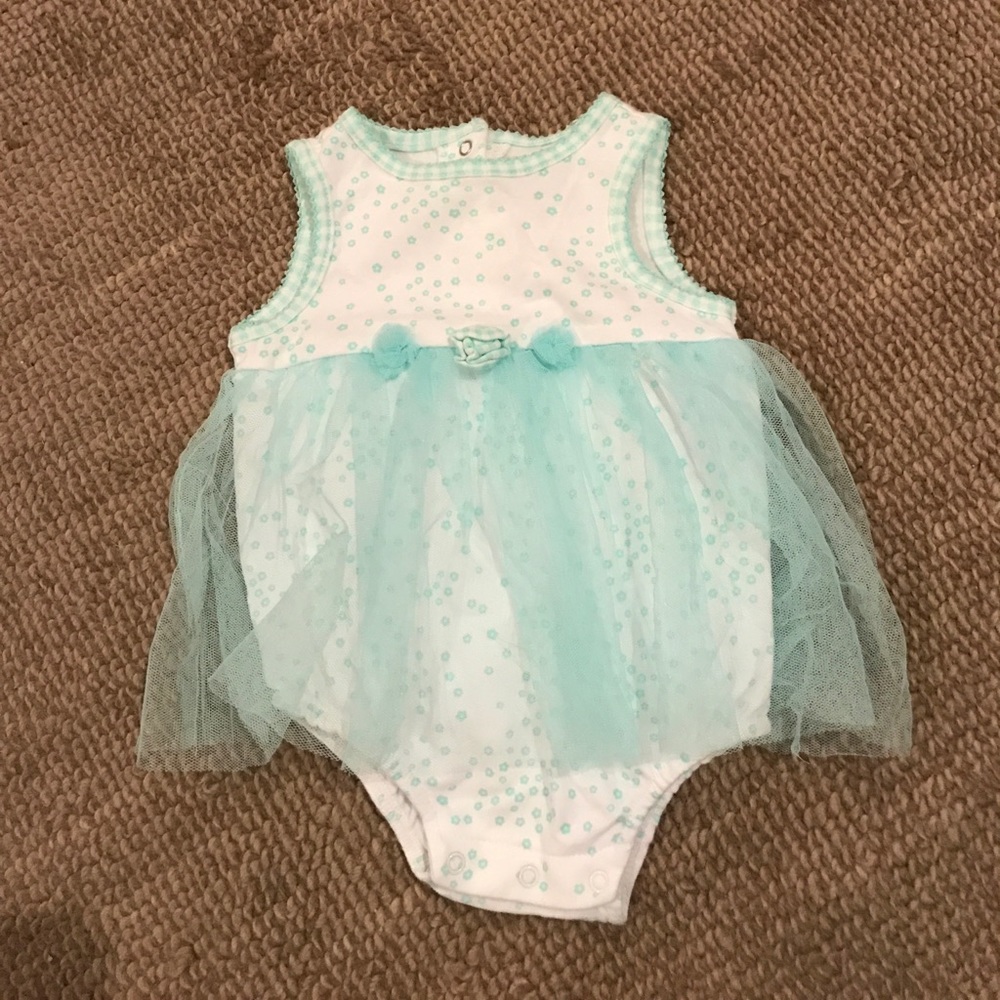 Onesie with teal tutu skirt