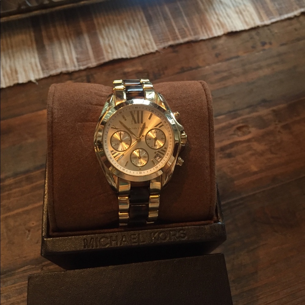 Michael Kors Gold Watch with Tortoise Shell Band
