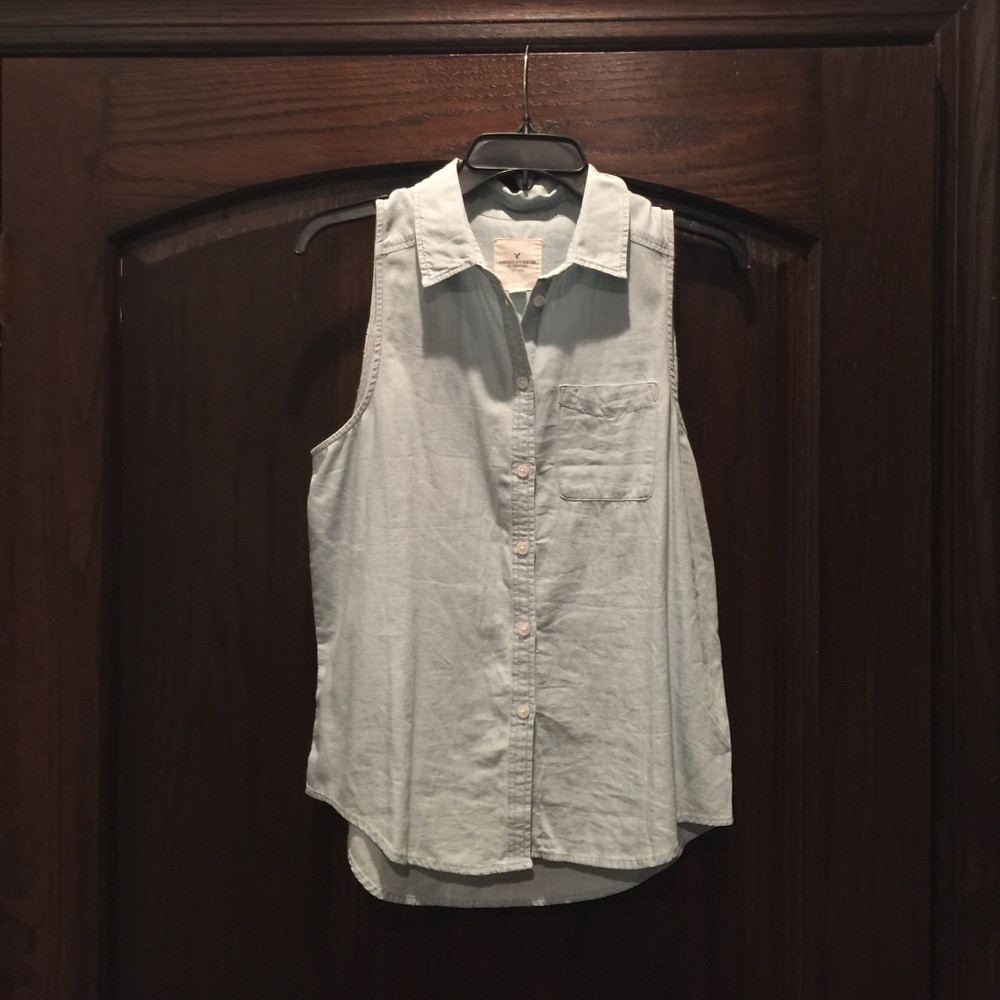 Sleeveless Chambray Top