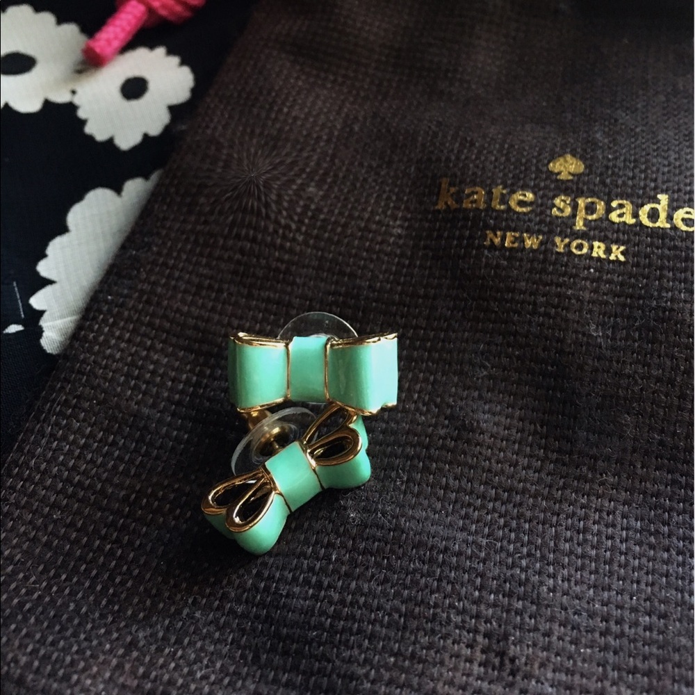 Kate Spade Bow Earrings -Gold and Turquoise