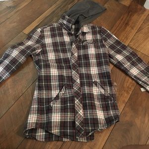 Ambiguous Plaid Shirt with Hoodd