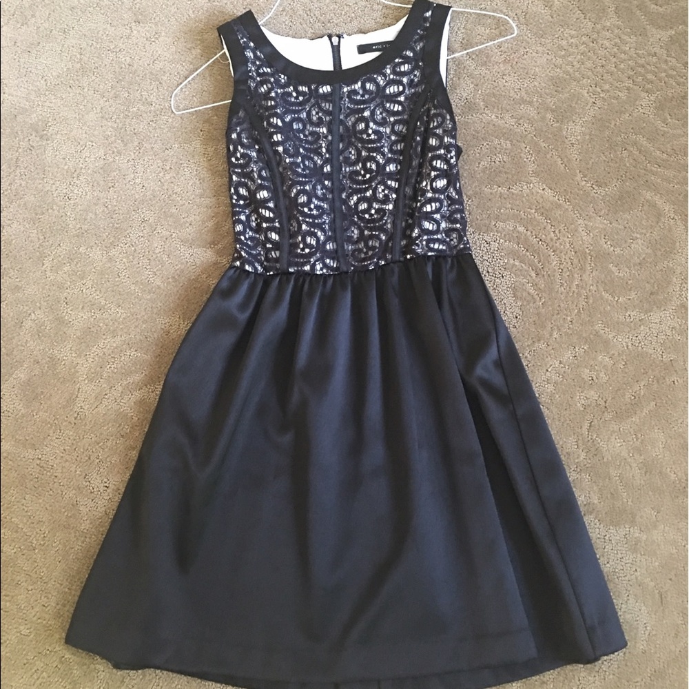 Black patterned skater dress- ONLY WORN ONCE!