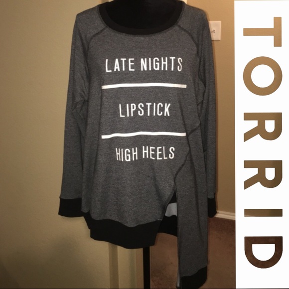 torrid Sweaters - Torrid Asymmetrical Grey & Black Sweatshirt