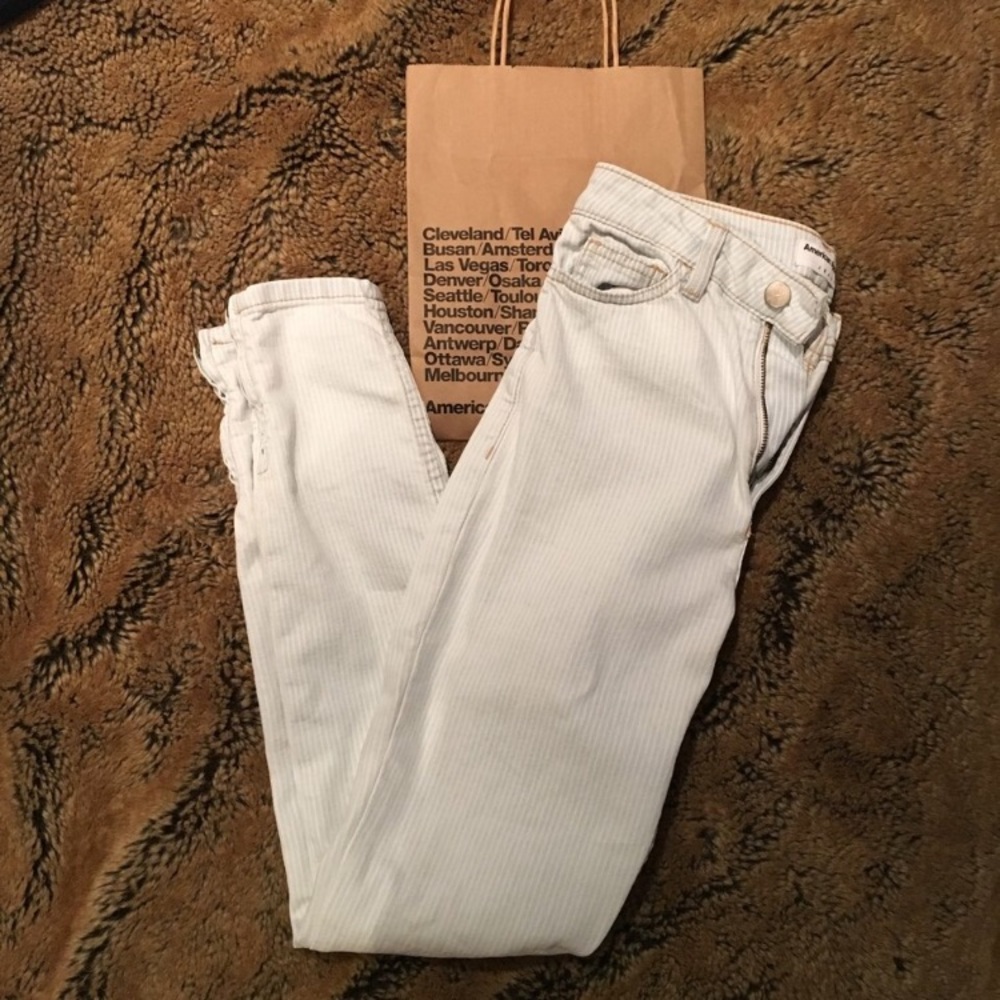 American apparel striped light denim jeans