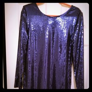 Venus Navy Blue Sequined mini dress