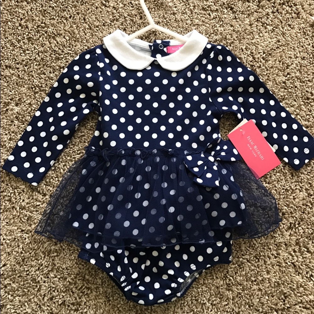 Navy baby girl polka dot dress