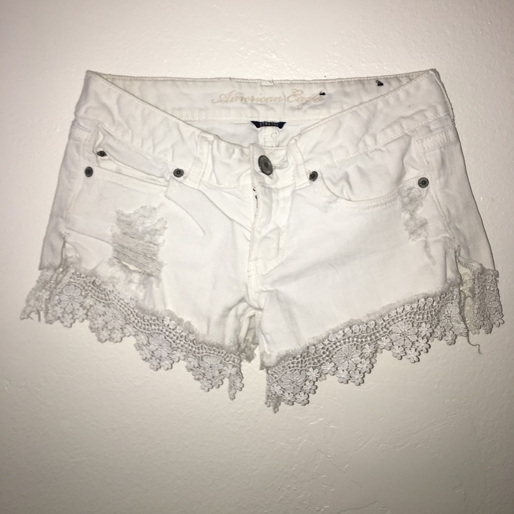 white american eagle flower shorts
