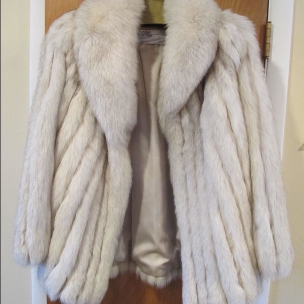 Grey fox fur coat